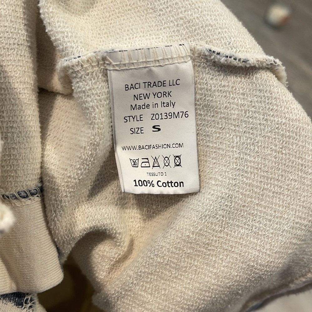 Baci White Blue Abstract Button Down Jacket Size … - image 3